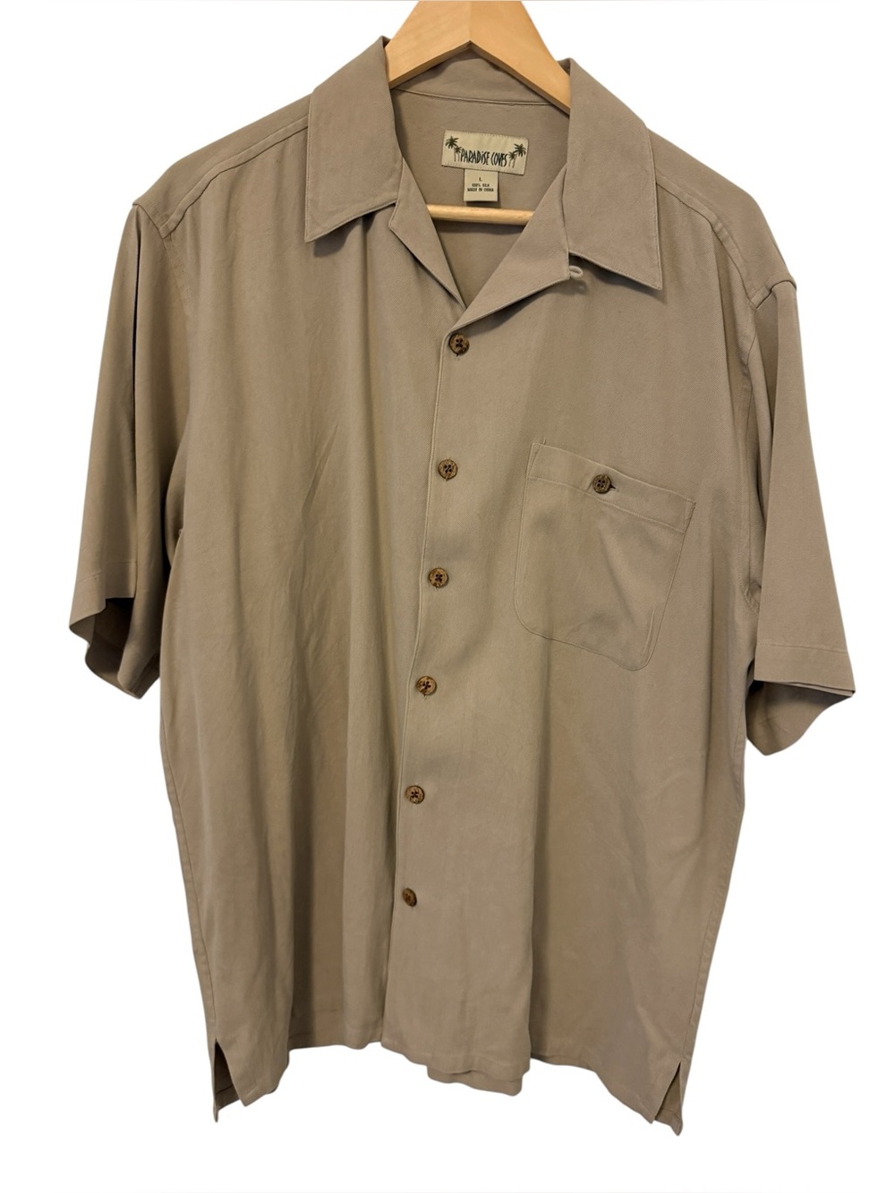 Paradise Coves Short Sleeve Camp Shirt in Taupe